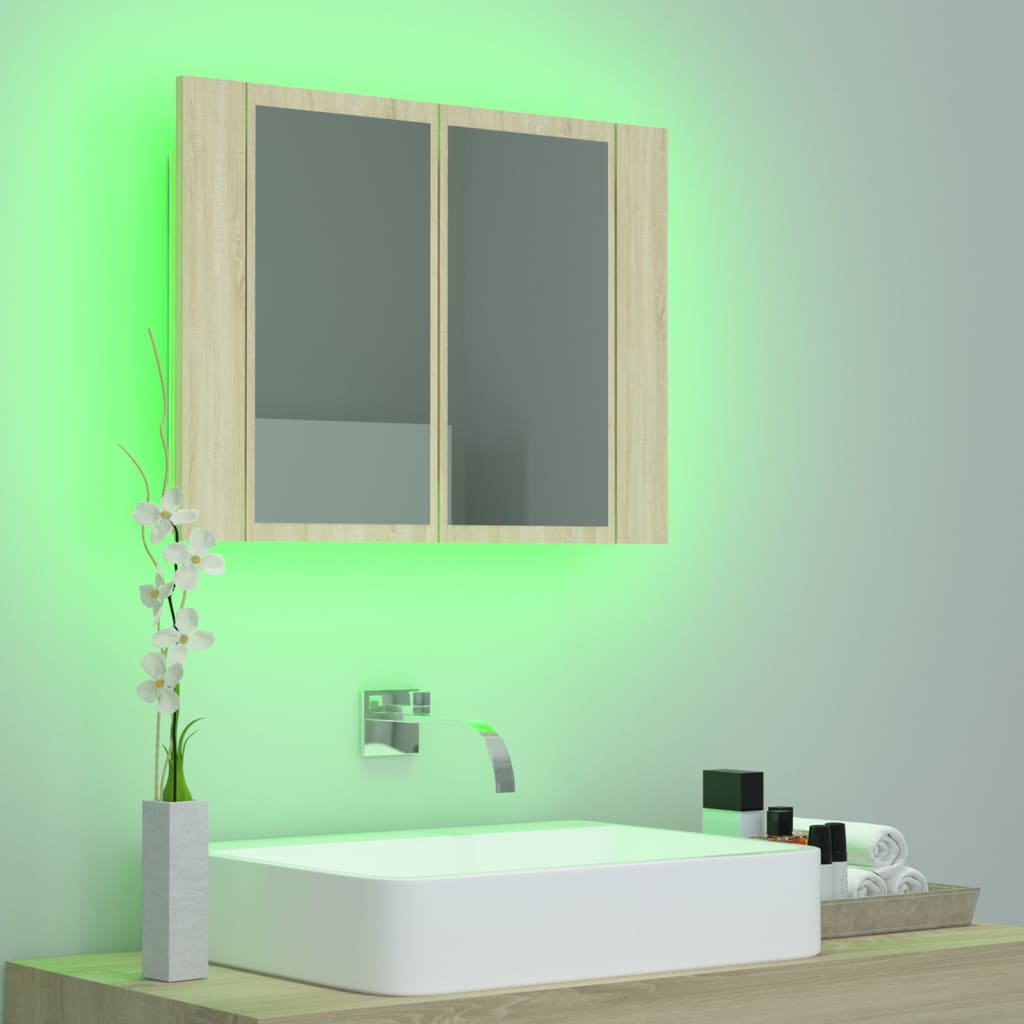 Kylpyhuoneen LED peilikaappi Sonoma tammi 60x12x45 cm - Sisustajankoti.fi