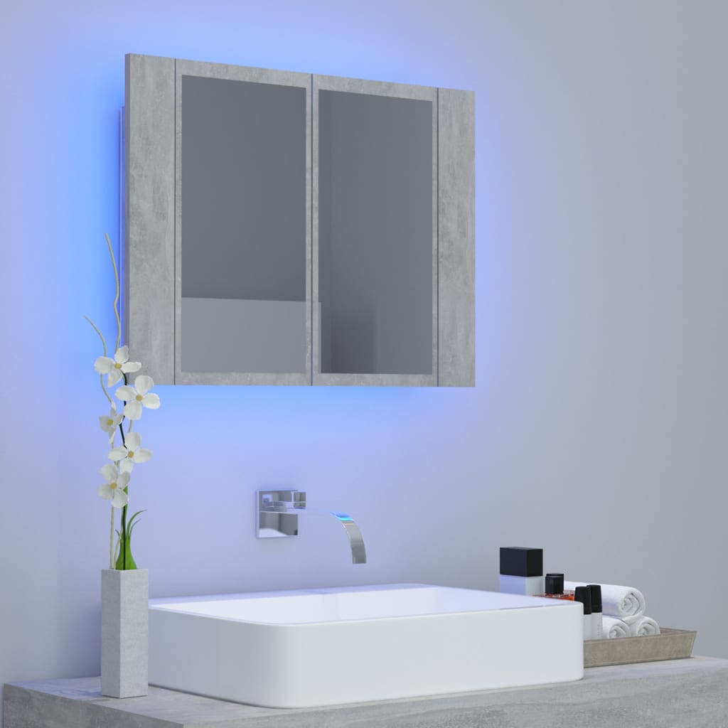 Kylpyhuoneen LED peilikaappi betoninharmaa 60x12x45 cm - Sisustajankoti.fi