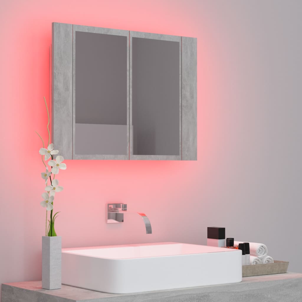 Kylpyhuoneen LED peilikaappi betoninharmaa 60x12x45 cm - Sisustajankoti.fi