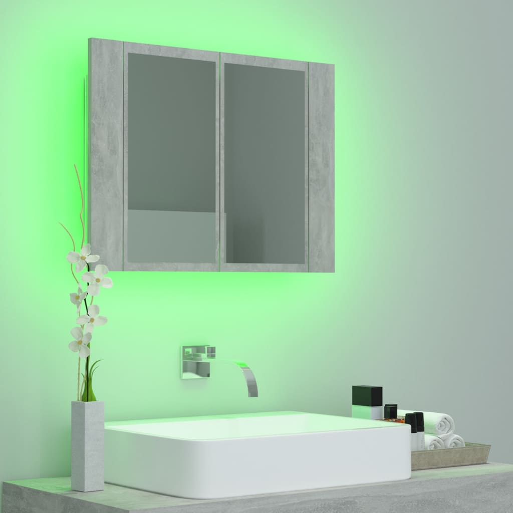 Kylpyhuoneen LED peilikaappi betoninharmaa 60x12x45 cm - Sisustajankoti.fi