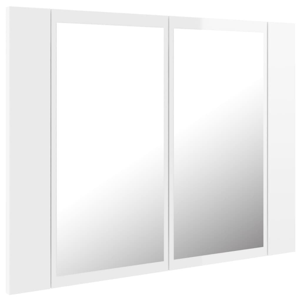 Kylpyhuoneen LED peilikaappi korkeakiilto valkoinen 60x12x45 cm - Sisustajankoti.fi