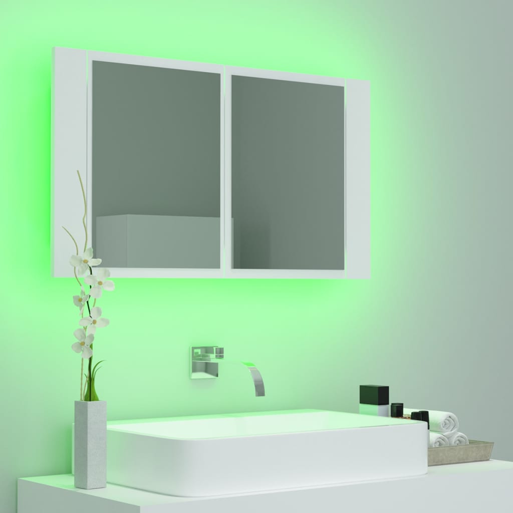 Kylpyhuoneen LED peilikaappi valkoinen 80x12x45 cm - Sisustajankoti.fi