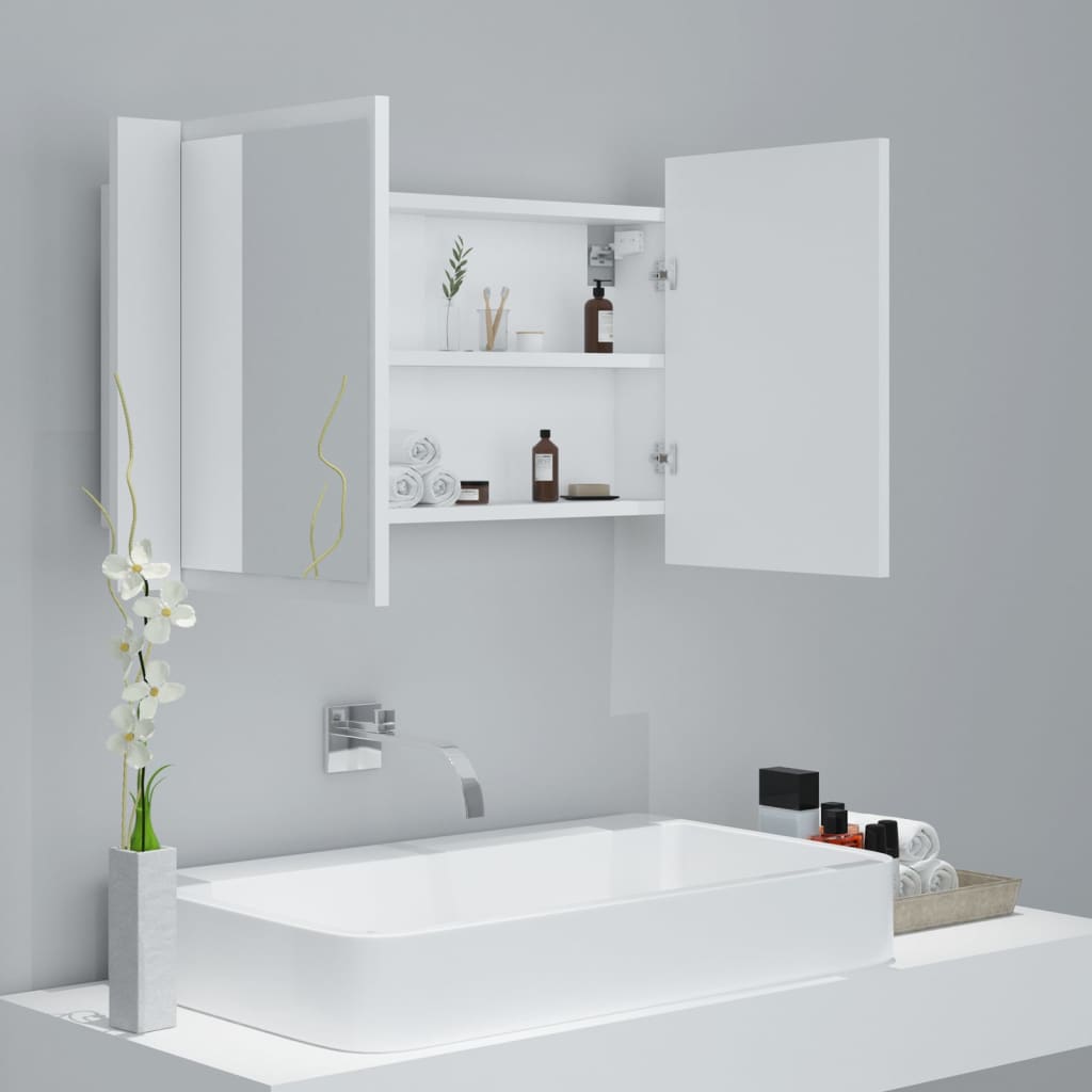 Kylpyhuoneen LED peilikaappi valkoinen 80x12x45 cm - Sisustajankoti.fi