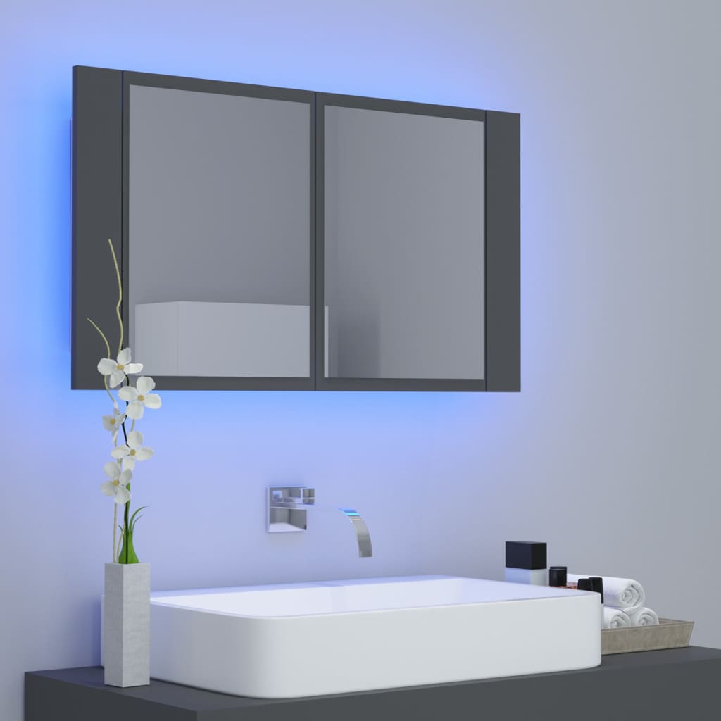Kylpyhuoneen LED peilikaappi harmaa 80x12x45 cm - Sisustajankoti.fi