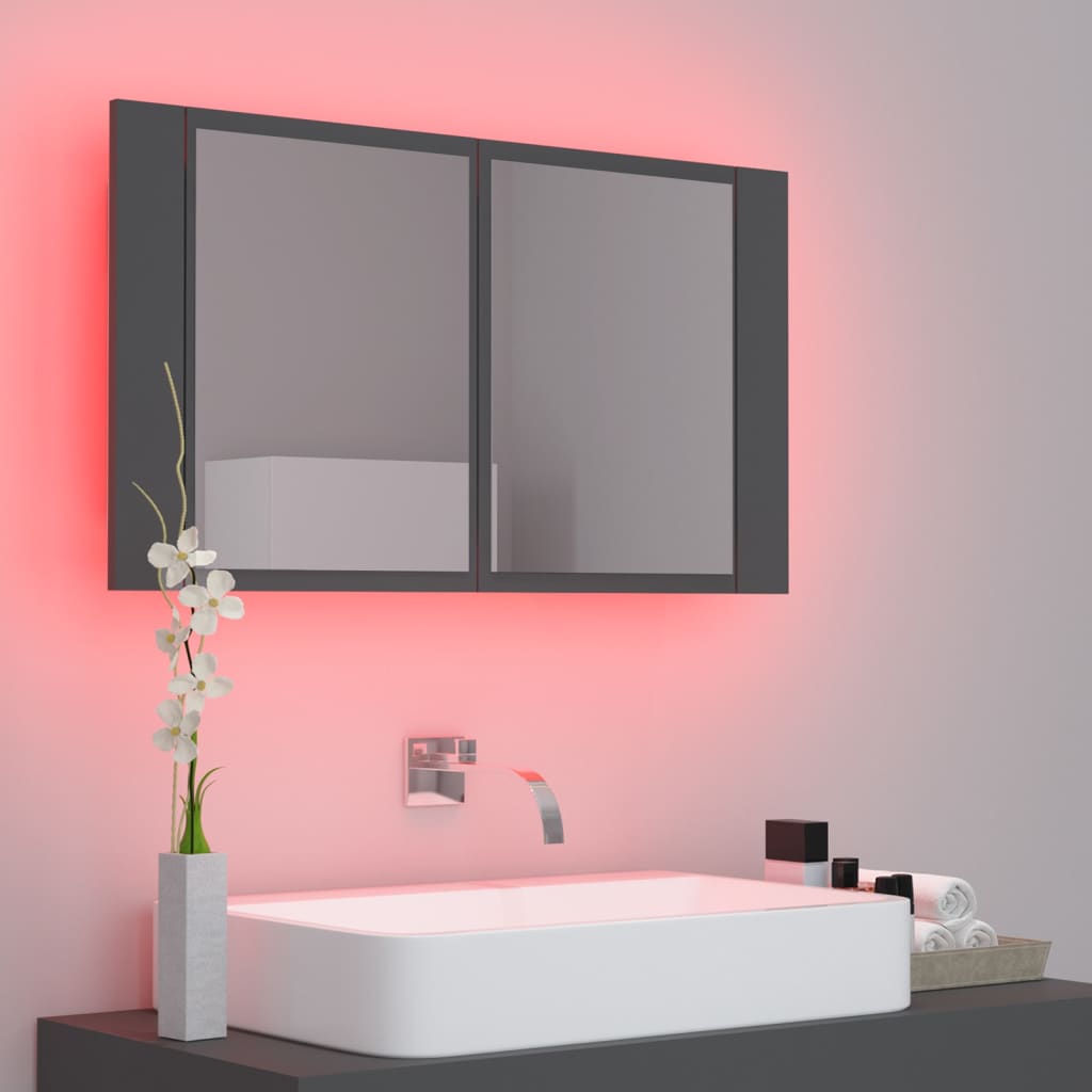 Kylpyhuoneen LED peilikaappi harmaa 80x12x45 cm - Sisustajankoti.fi