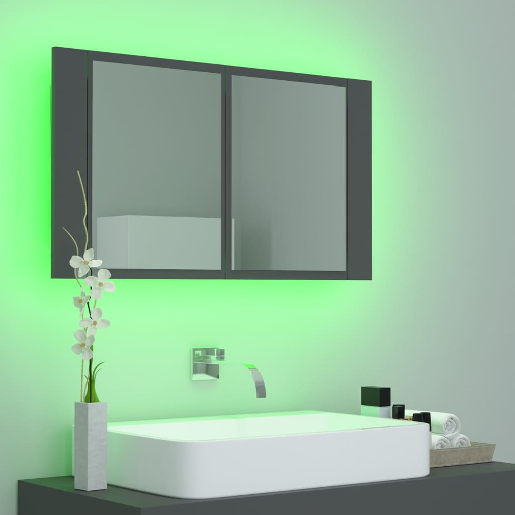 Kylpyhuoneen LED peilikaappi harmaa 80x12x45 cm - Sisustajankoti.fi