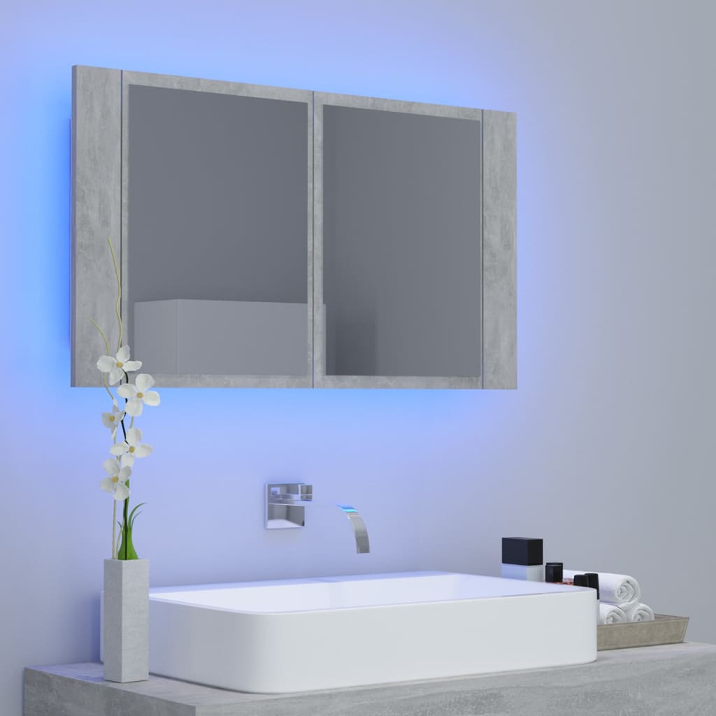 Kylpyhuoneen LED peilikaappi betoninharmaa 80x12x45 cm - Sisustajankoti.fi