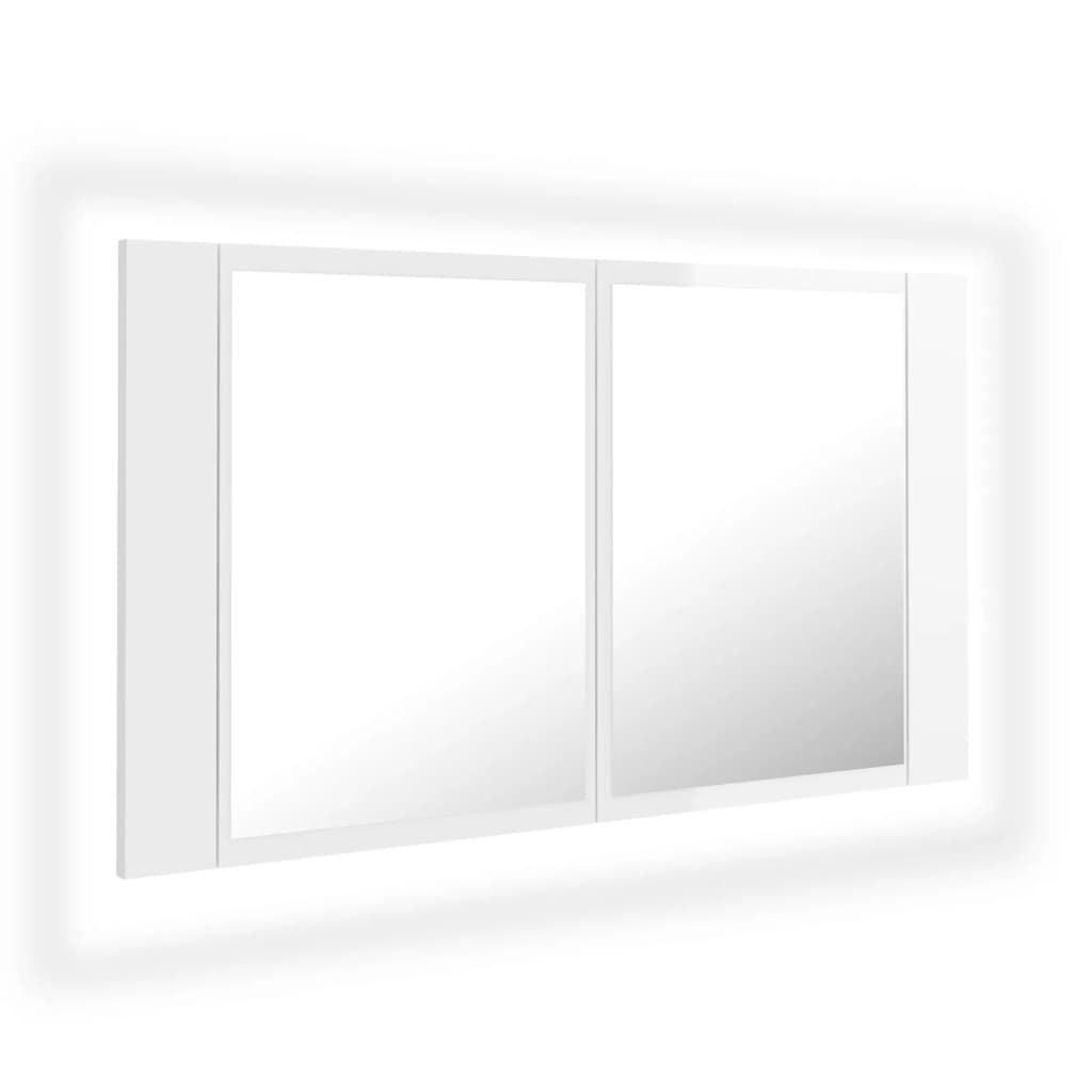 Kylpyhuoneen LED peilikaappi korkeakiilto valkoinen 80x12x45 cm - Sisustajankoti.fi