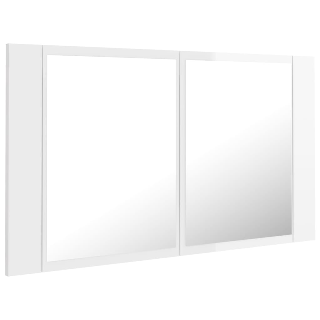 Kylpyhuoneen LED peilikaappi korkeakiilto valkoinen 80x12x45 cm - Sisustajankoti.fi