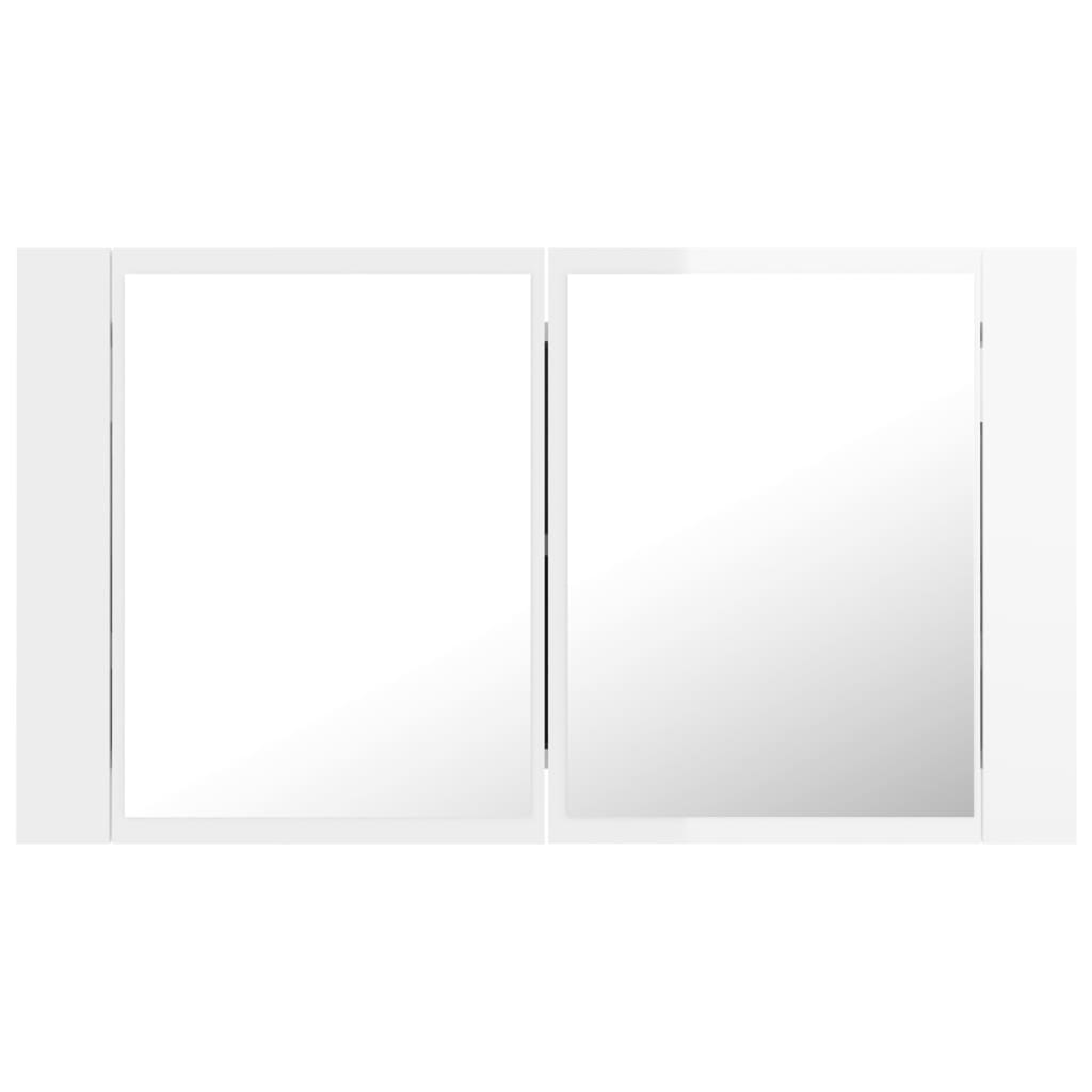 Kylpyhuoneen LED peilikaappi korkeakiilto valkoinen 80x12x45 cm - Sisustajankoti.fi