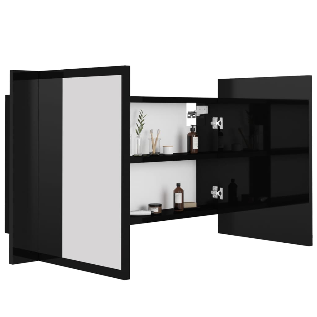 Kylpyhuoneen LED peilikaappi korkeakiilto musta 80x12x45 cm - Sisustajankoti.fi