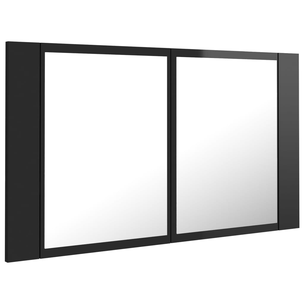 Kylpyhuoneen LED peilikaappi korkeakiilto musta 80x12x45 cm - Sisustajankoti.fi