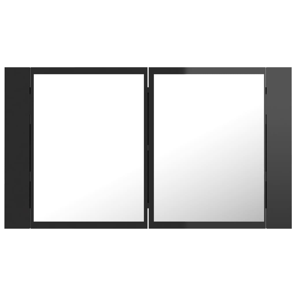 Kylpyhuoneen LED peilikaappi korkeakiilto musta 80x12x45 cm - Sisustajankoti.fi