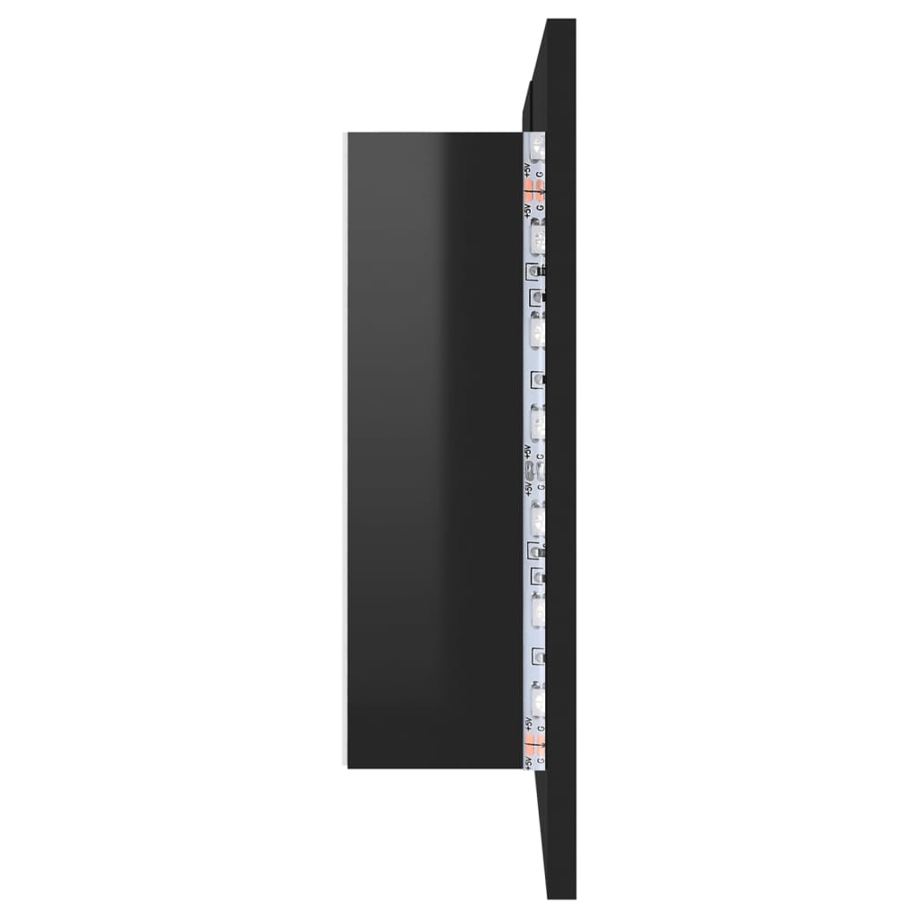 Kylpyhuoneen LED peilikaappi korkeakiilto musta 80x12x45 cm - Sisustajankoti.fi