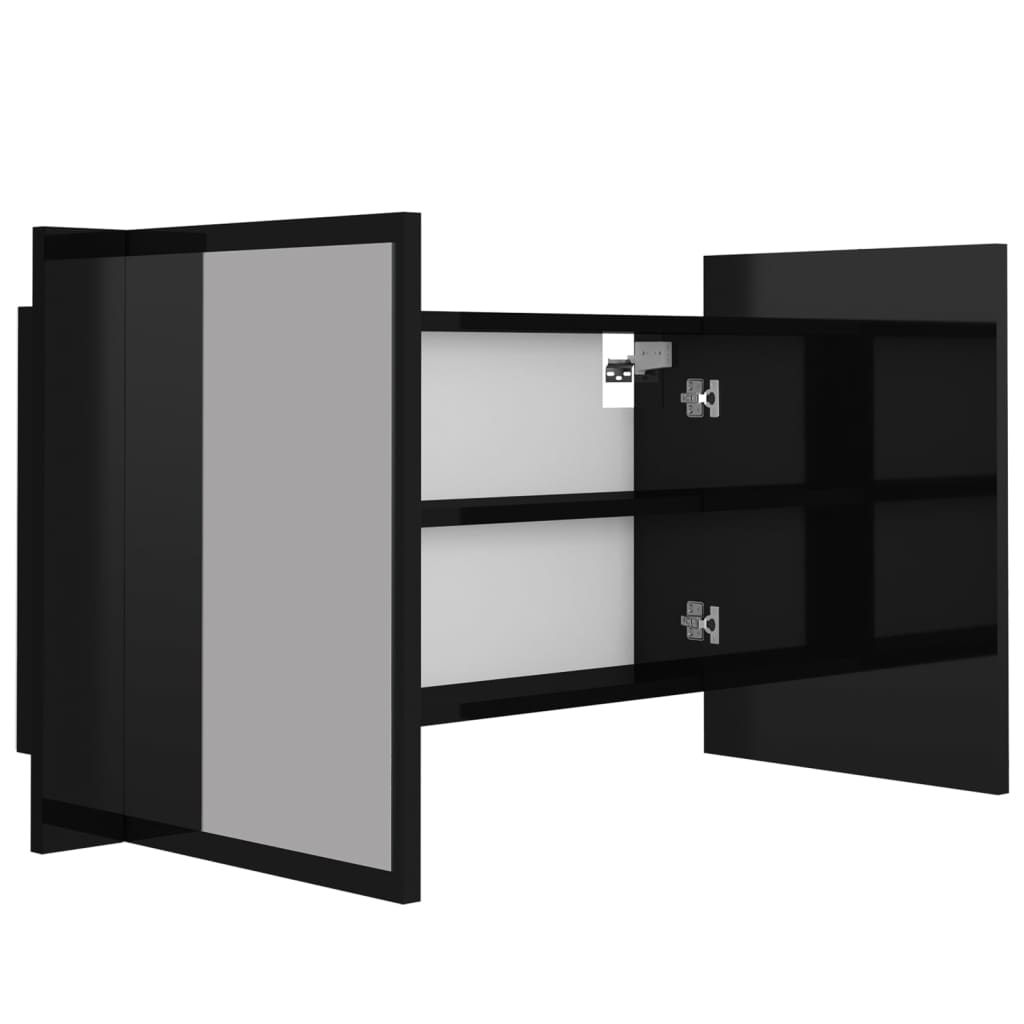 Kylpyhuoneen LED peilikaappi korkeakiilto musta 80x12x45 cm - Sisustajankoti.fi