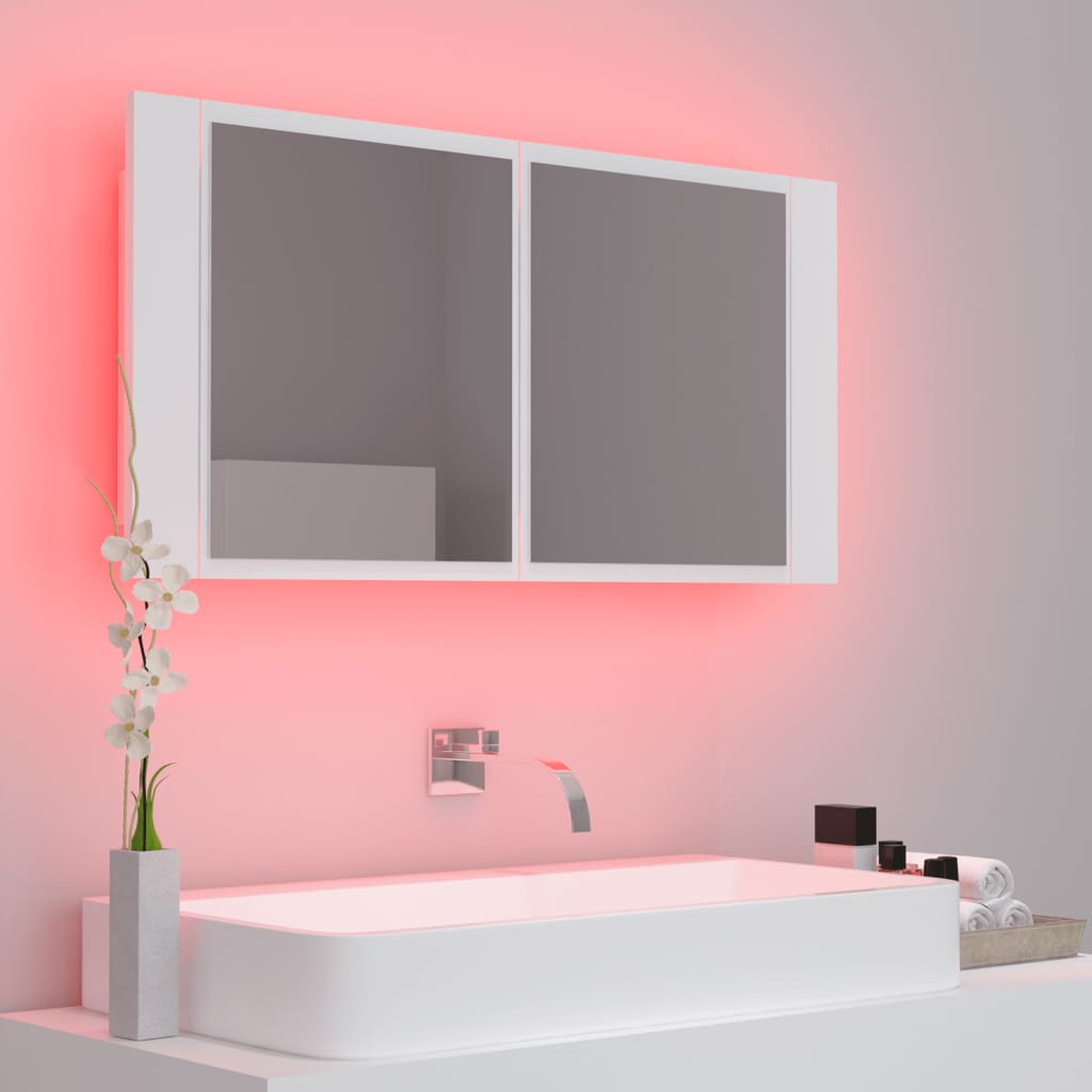 Kylpyhuoneen LED peilikaappi valkoinen 90x12x45 cm - Sisustajankoti.fi