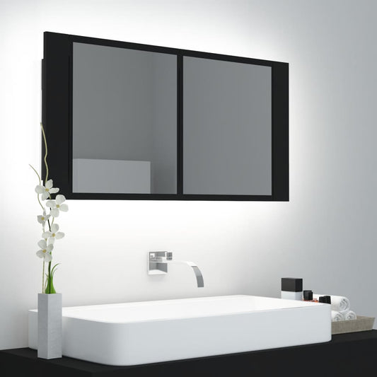 Kylpyhuoneen LED peilikaappi musta 90x12x45 cm - Sisustajankoti.fi