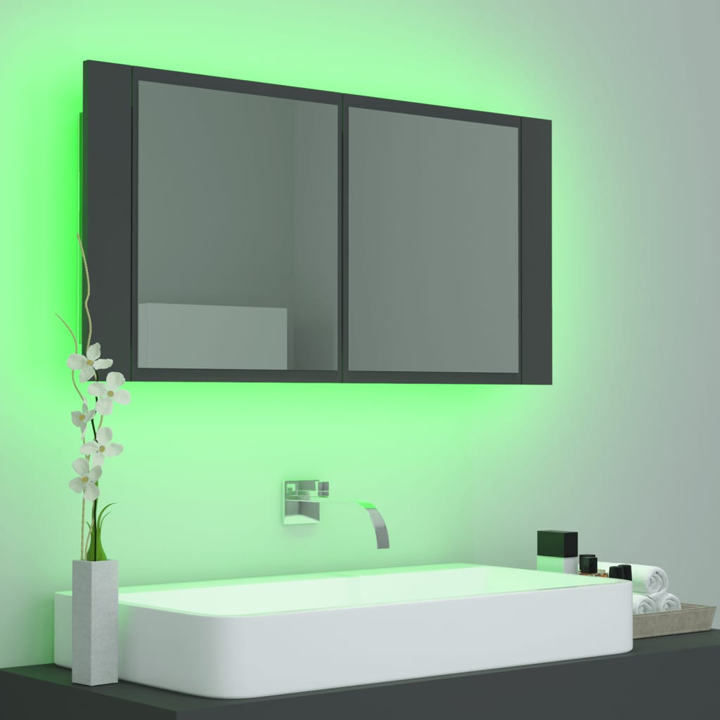 Kylpyhuoneen LED peilikaappi harmaa 90x12x45 cm - Sisustajankoti.fi