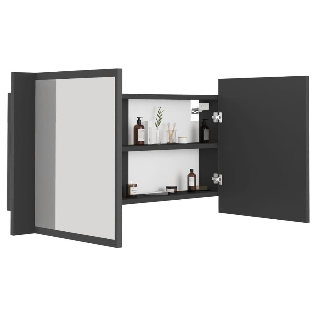 Kylpyhuoneen LED peilikaappi harmaa 90x12x45 cm - Sisustajankoti.fi