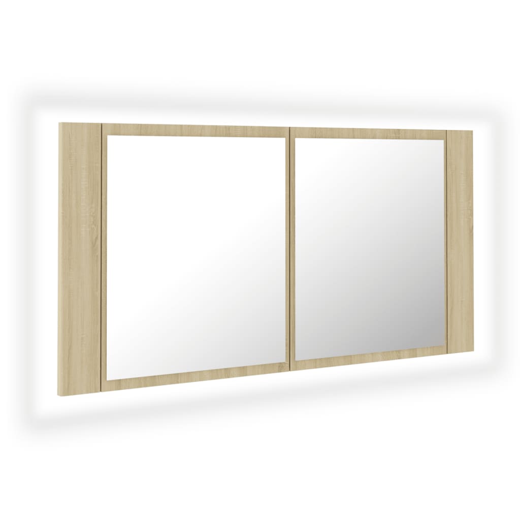 Kylpyhuoneen LED peilikaappi Sonoma tammi 90x12x45 cm - Sisustajankoti.fi