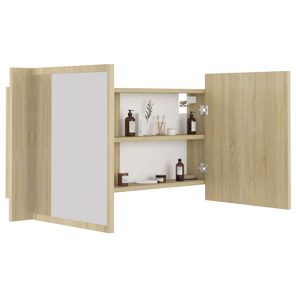 Kylpyhuoneen LED peilikaappi Sonoma tammi 90x12x45 cm - Sisustajankoti.fi