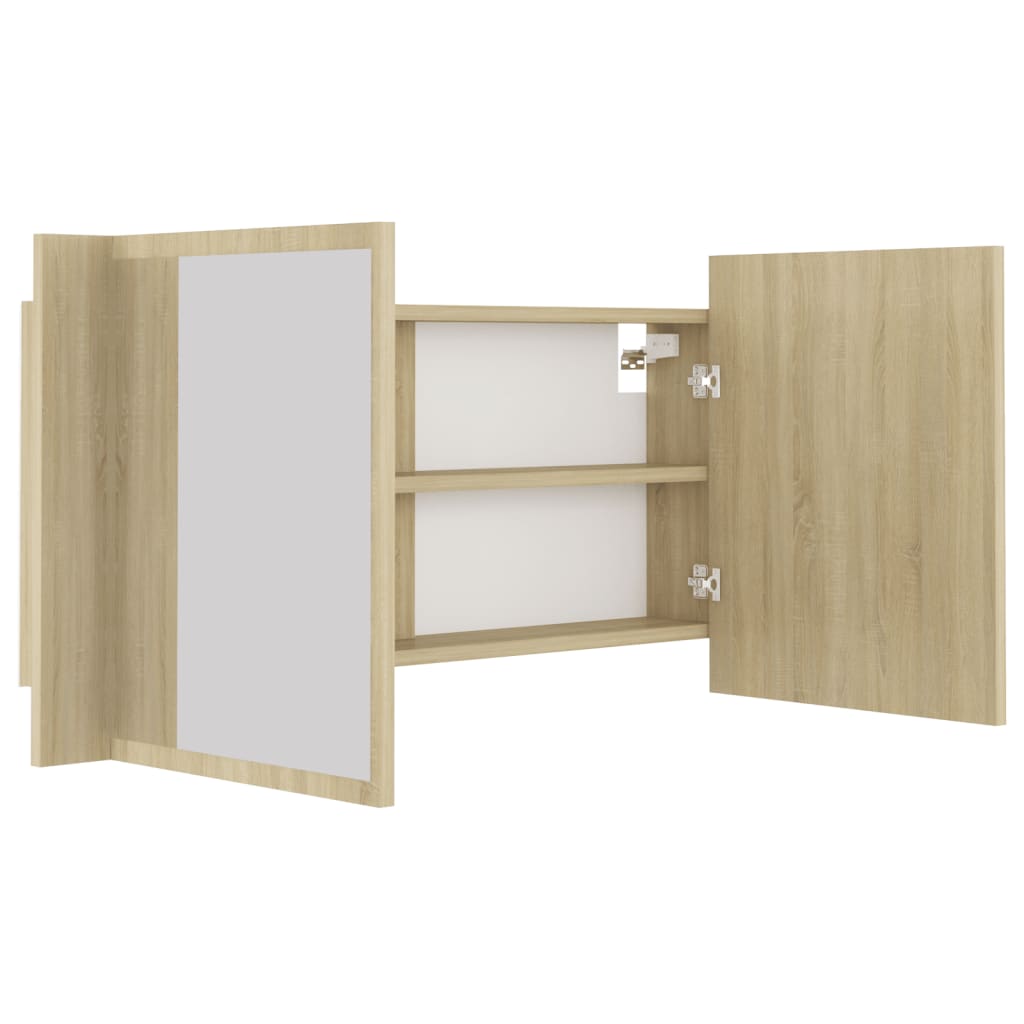 Kylpyhuoneen LED peilikaappi Sonoma tammi 90x12x45 cm - Sisustajankoti.fi