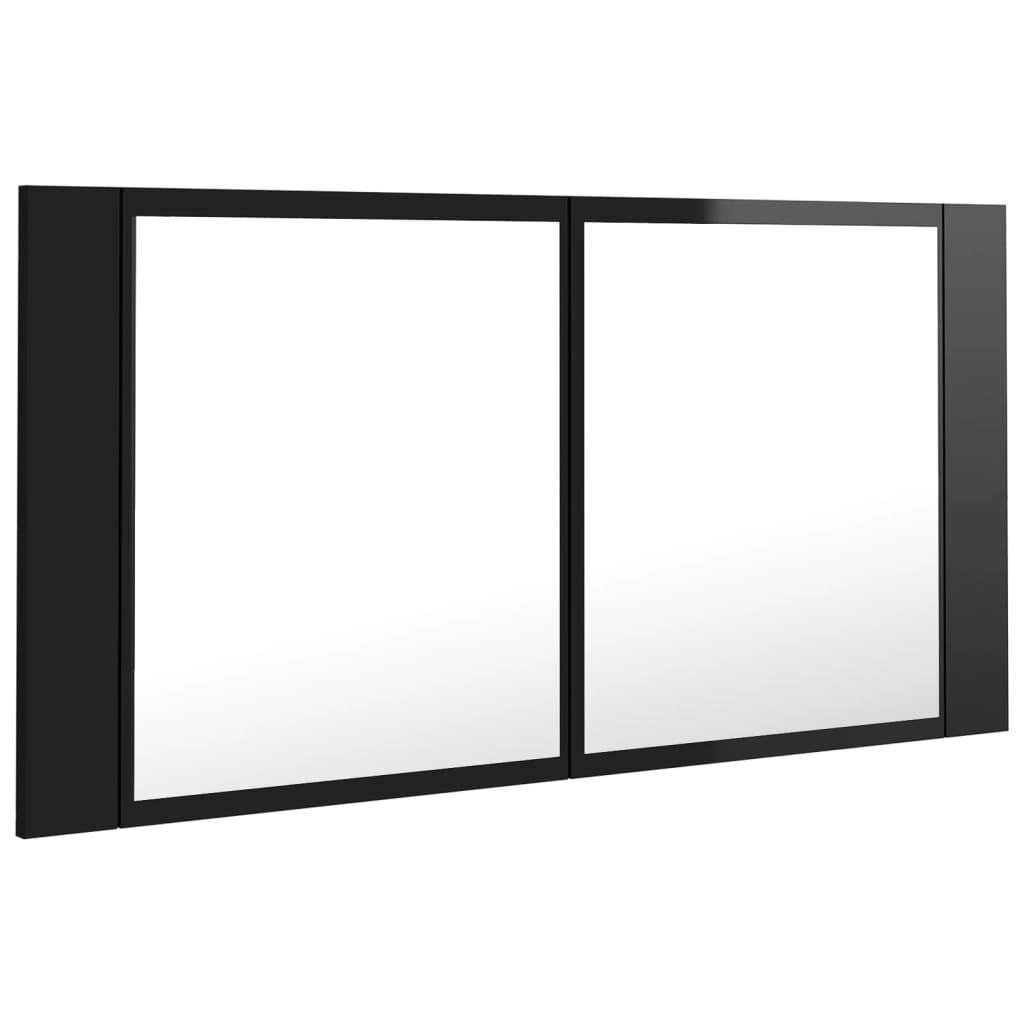 Kylpyhuoneen LED peilikaappi korkeakiilto musta 90x12x45 cm - Sisustajankoti.fi