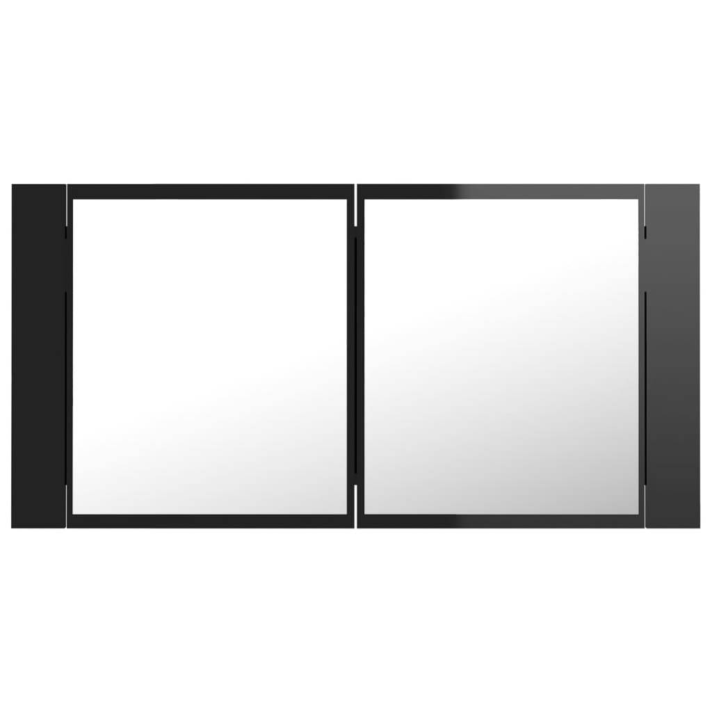 Kylpyhuoneen LED peilikaappi korkeakiilto musta 90x12x45 cm - Sisustajankoti.fi