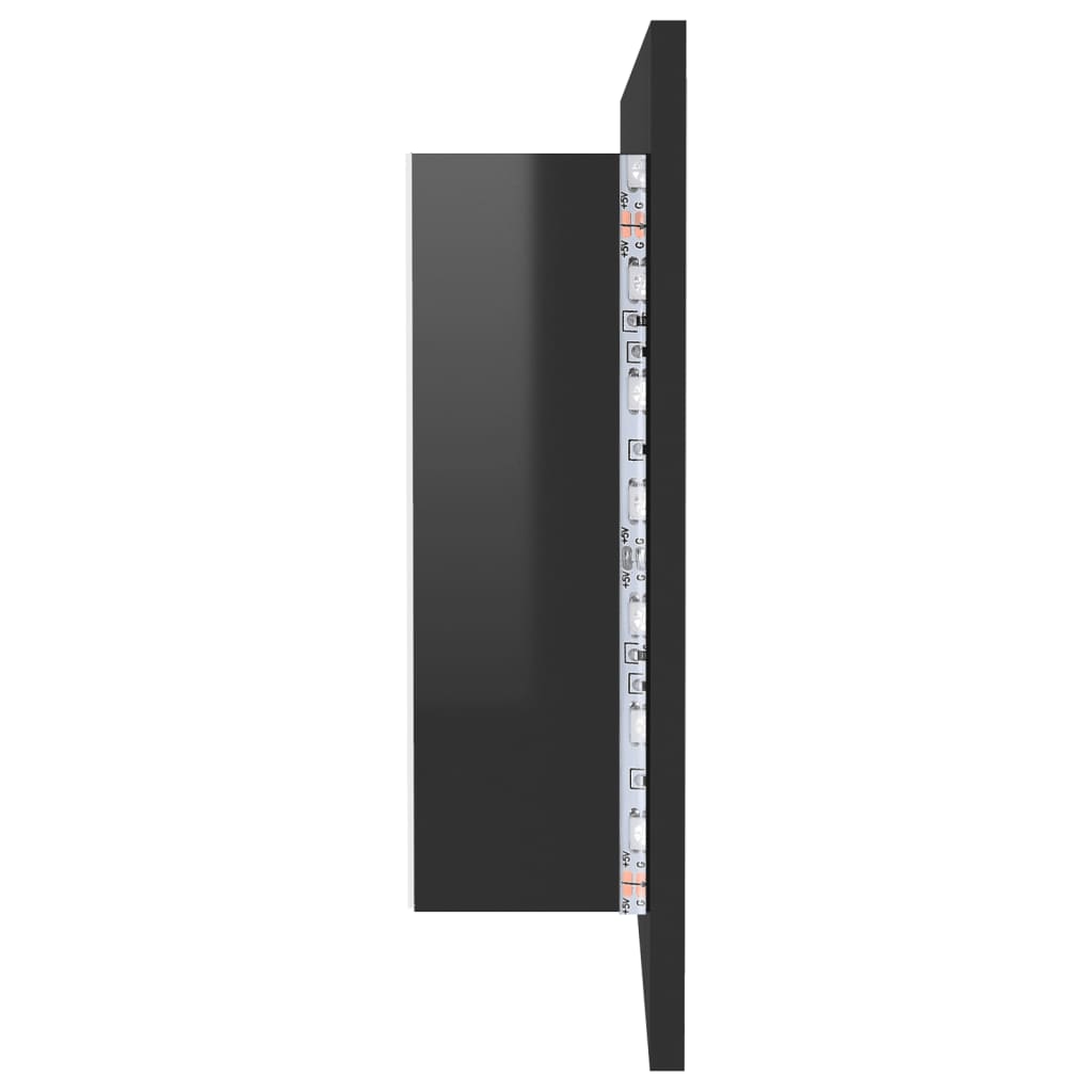 Kylpyhuoneen LED peilikaappi korkeakiilto musta 90x12x45 cm - Sisustajankoti.fi