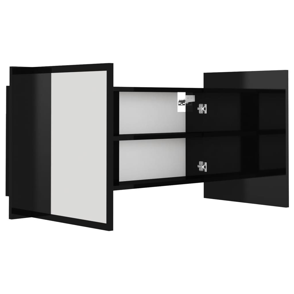Kylpyhuoneen LED peilikaappi korkeakiilto musta 90x12x45 cm - Sisustajankoti.fi