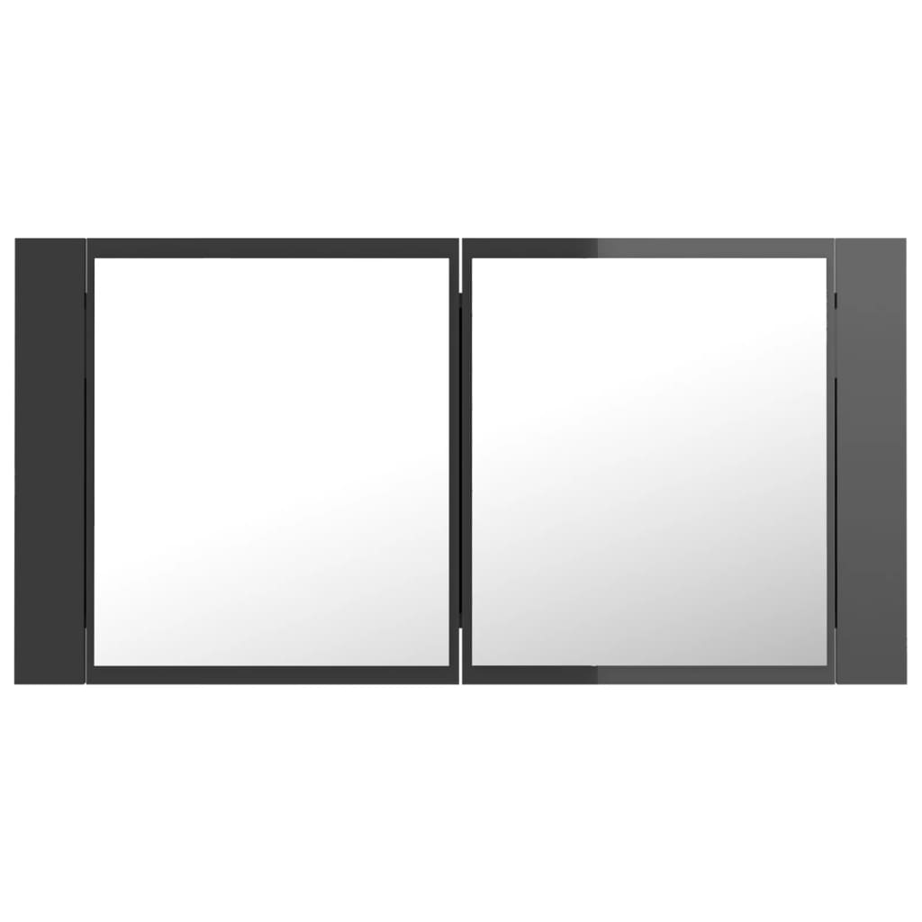 Kylpyhuoneen LED peilikaappi korkeakiilto harmaa 90x12x45 cm - Sisustajankoti.fi