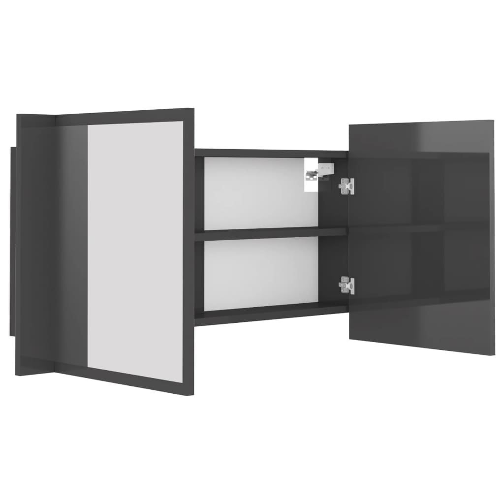 Kylpyhuoneen LED peilikaappi korkeakiilto harmaa 90x12x45 cm - Sisustajankoti.fi