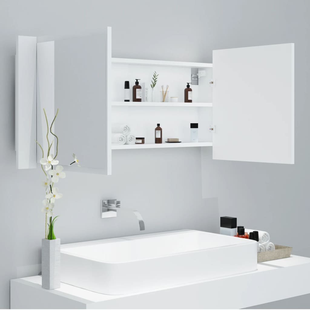 Kylpyhuoneen LED peilikaappi valkoinen 100x12x45 cm - Sisustajankoti.fi