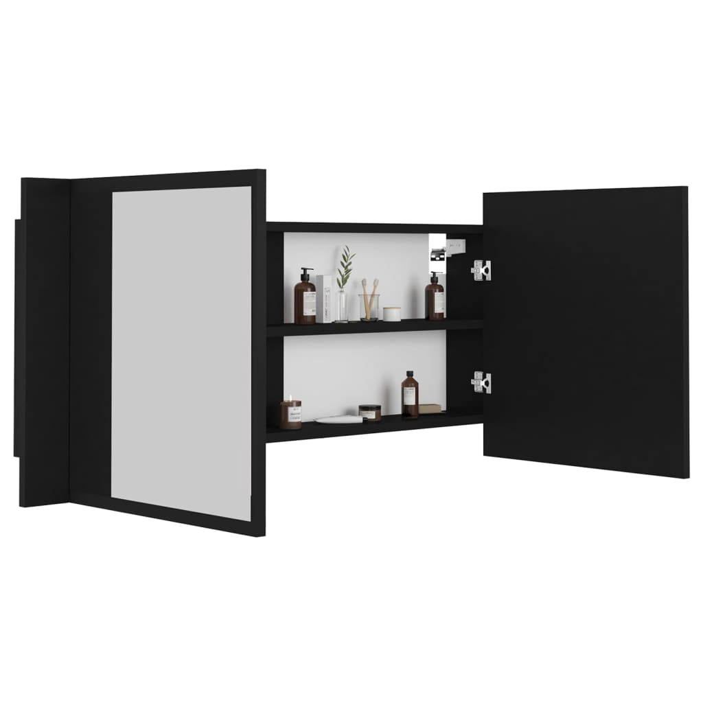 Kylpyhuoneen LED peilikaappi musta 100x12x45 cm - Sisustajankoti.fi