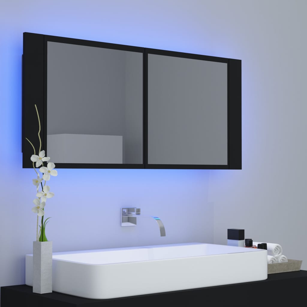 Kylpyhuoneen LED peilikaappi musta 100x12x45 cm - Sisustajankoti.fi