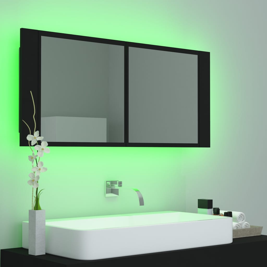Kylpyhuoneen LED peilikaappi musta 100x12x45 cm - Sisustajankoti.fi