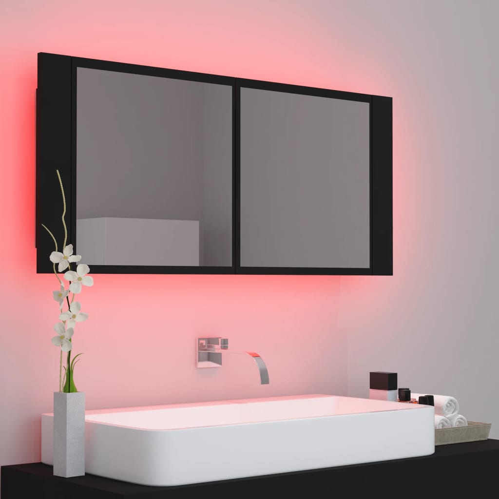 Kylpyhuoneen LED peilikaappi musta 100x12x45 cm - Sisustajankoti.fi