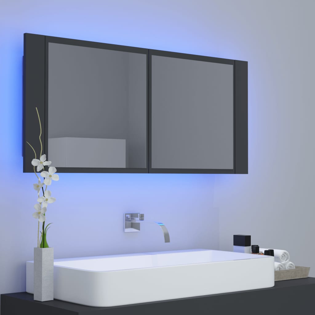 Kylpyhuoneen LED peilikaappi harmaa 100x12x45 cm - Sisustajankoti.fi