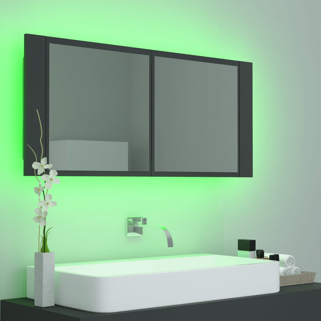 Kylpyhuoneen LED peilikaappi harmaa 100x12x45 cm - Sisustajankoti.fi