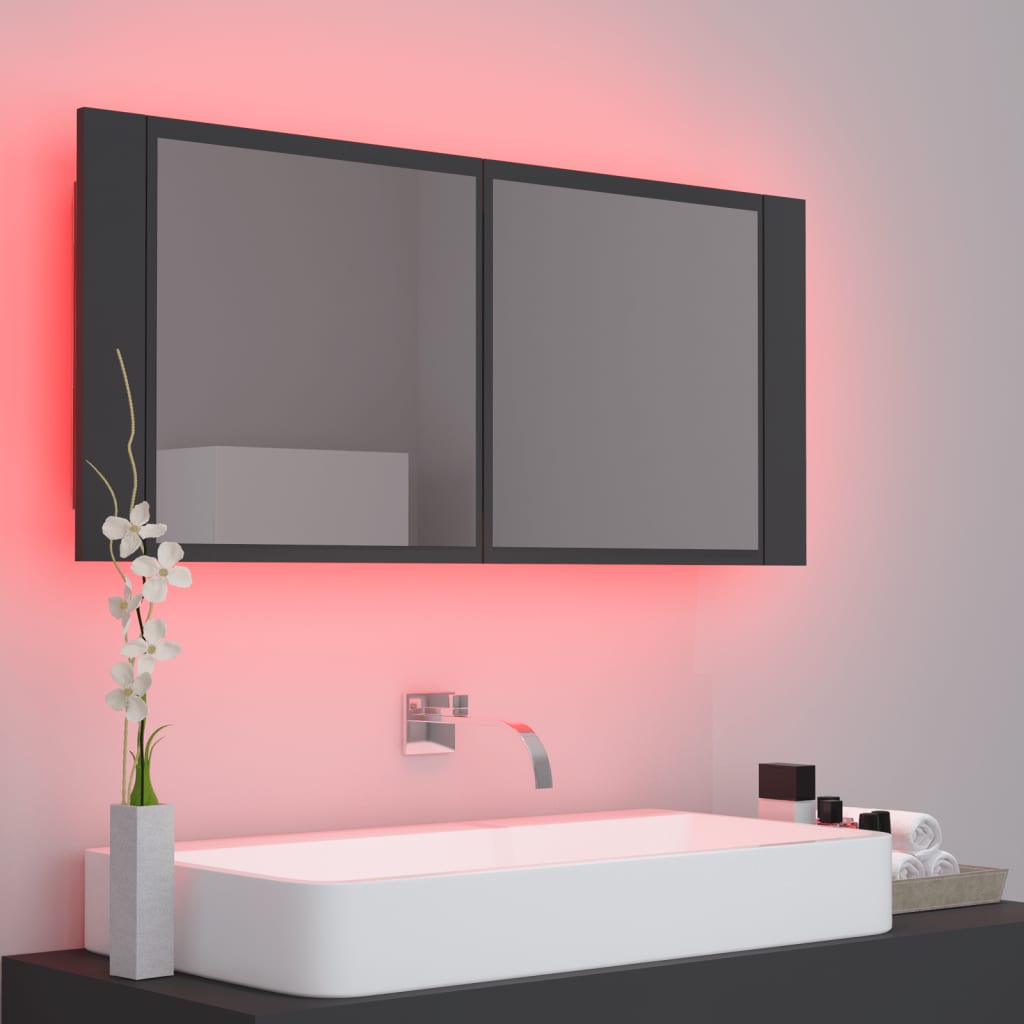 Kylpyhuoneen LED peilikaappi harmaa 100x12x45 cm - Sisustajankoti.fi