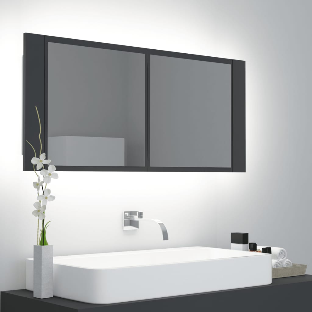 Kylpyhuoneen LED peilikaappi harmaa 100x12x45 cm - Sisustajankoti.fi