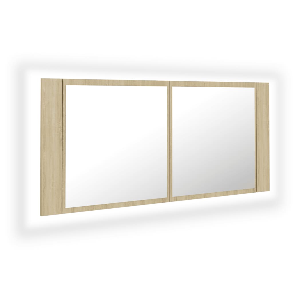 Kylpyhuoneen LED peilikaappi Sonoma tammi 100x12x45 cm - Sisustajankoti.fi