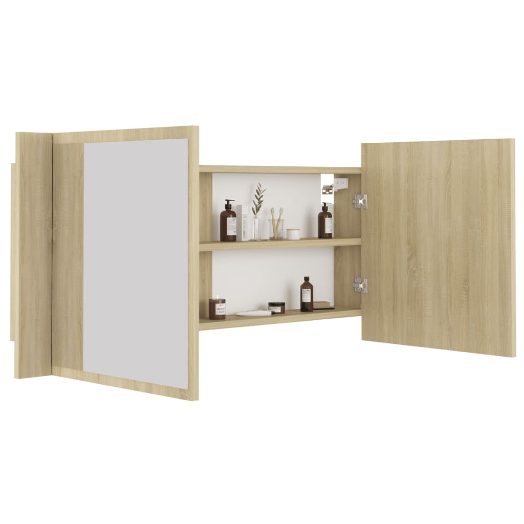 Kylpyhuoneen LED peilikaappi Sonoma tammi 100x12x45 cm - Sisustajankoti.fi