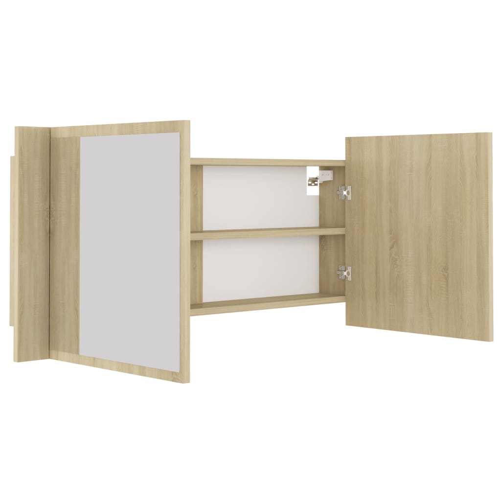 Kylpyhuoneen LED peilikaappi Sonoma tammi 100x12x45 cm - Sisustajankoti.fi