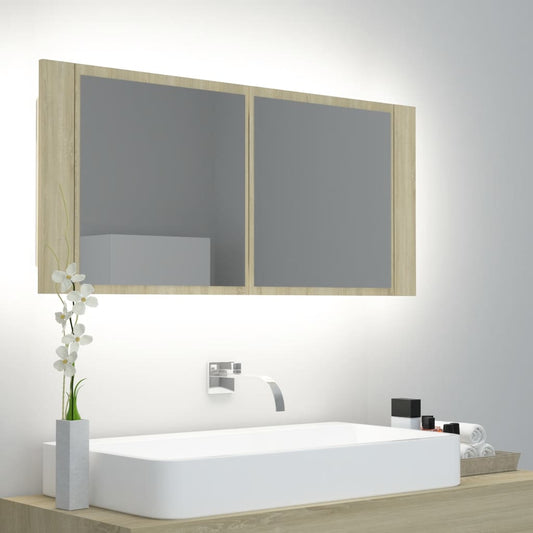 Kylpyhuoneen LED peilikaappi Sonoma tammi 100x12x45 cm - Sisustajankoti.fi