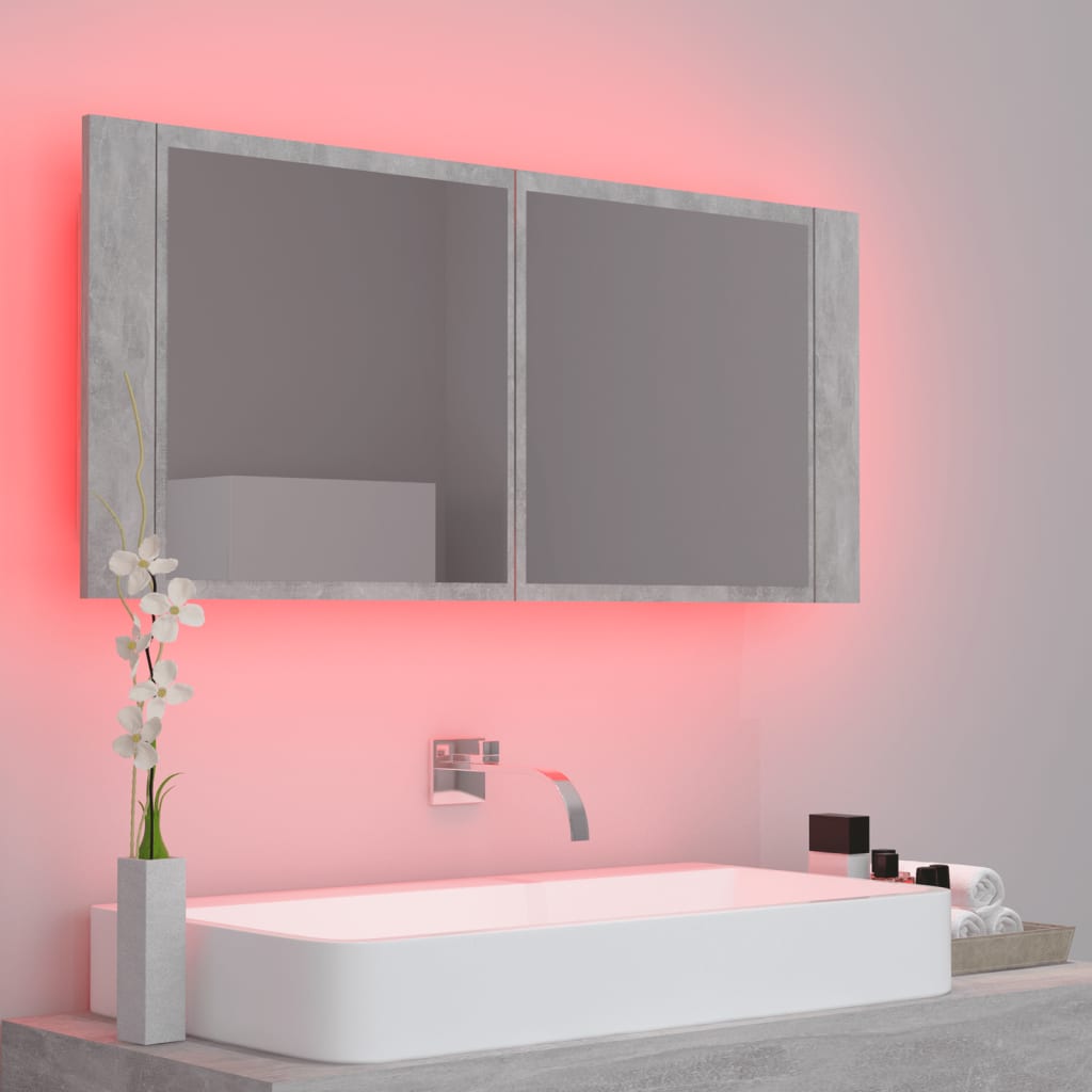 Kylpyhuoneen LED peilikaappi betoninharmaa 100x12x45 cm - Sisustajankoti.fi