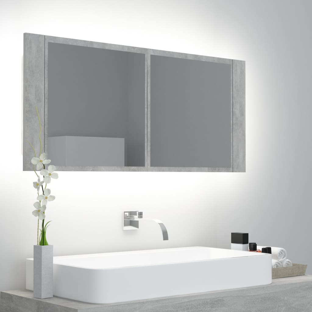Kylpyhuoneen LED peilikaappi betoninharmaa 100x12x45 cm - Sisustajankoti.fi