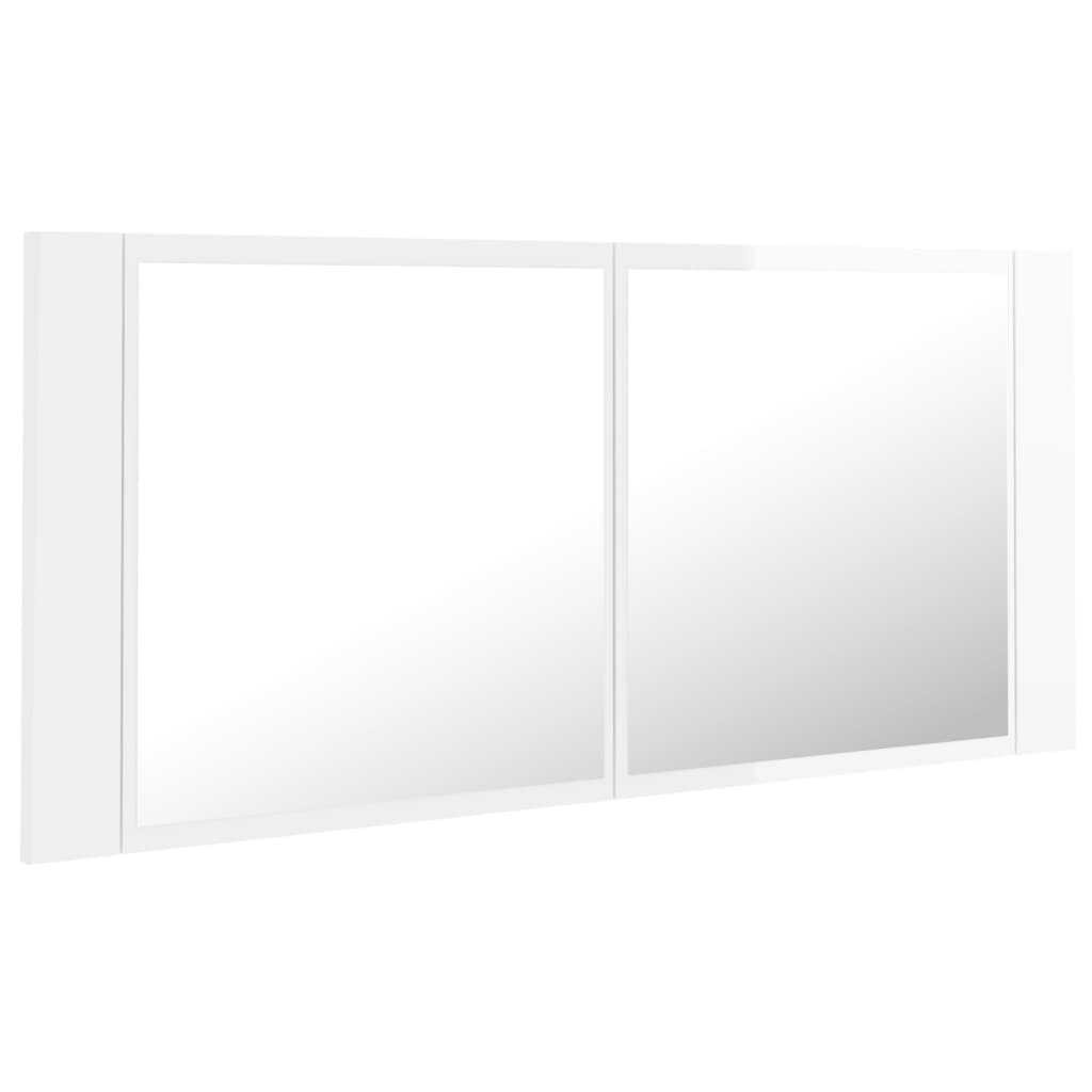 Kylpyhuoneen LED peilikaappi korkeakiilto valk. 100x12x45 cm - Sisustajankoti.fi