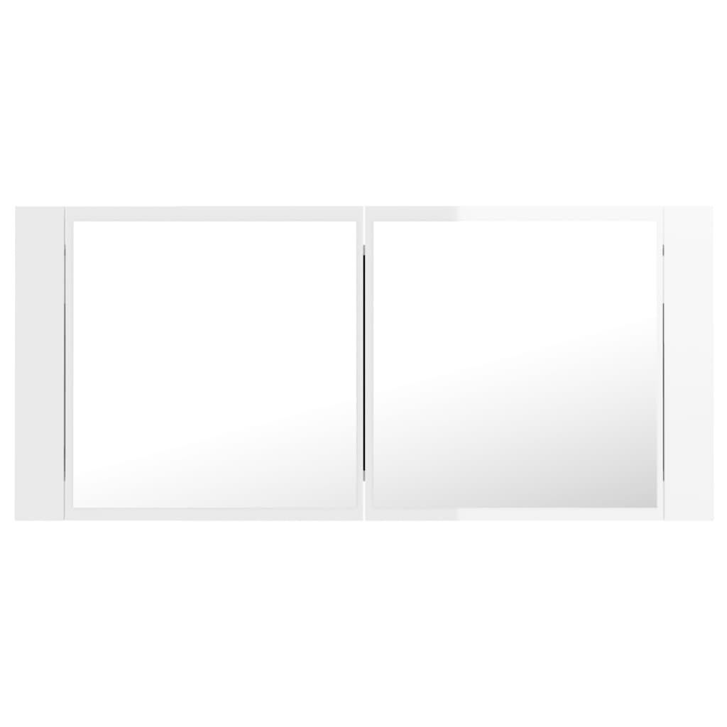 Kylpyhuoneen LED peilikaappi korkeakiilto valk. 100x12x45 cm - Sisustajankoti.fi