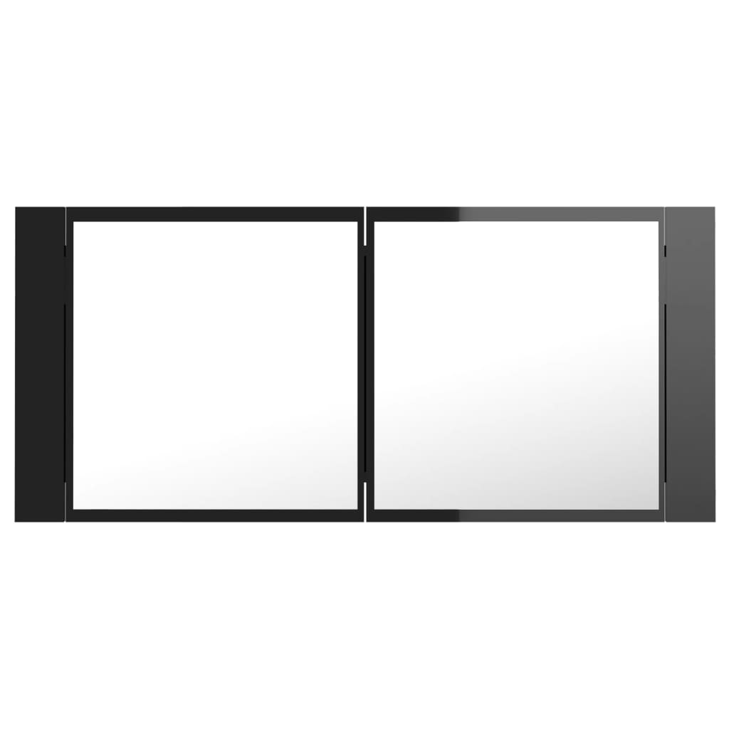 Kylpyhuoneen LED peilikaappi korkeakiilto musta 100x12x45 cm - Sisustajankoti.fi